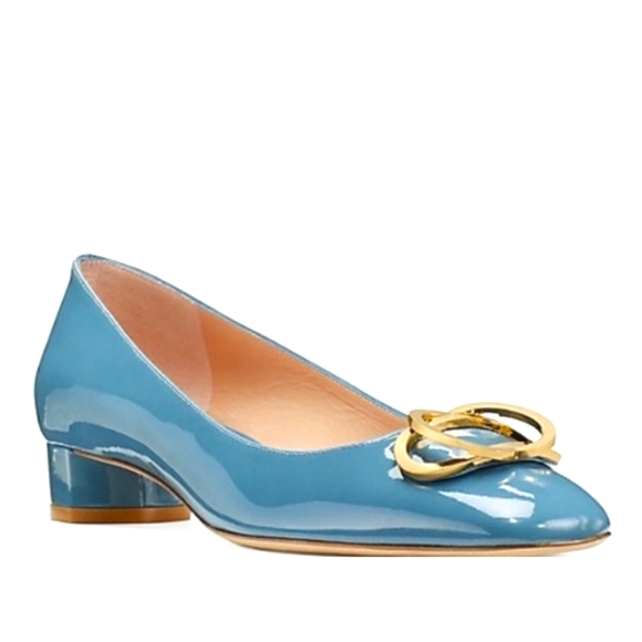 Stuart Weitzman Anicia 25 Cerulean Blue Patent Leather Flats  8.5M - Picture 2 of 7